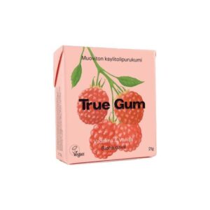 True_Gum_Vadelma_Vanilja_muoviton_ksylitolipurukumi_21g