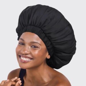 KITSCH___Satin_Sleep_Xl_Adjustable_Bonnet___Black